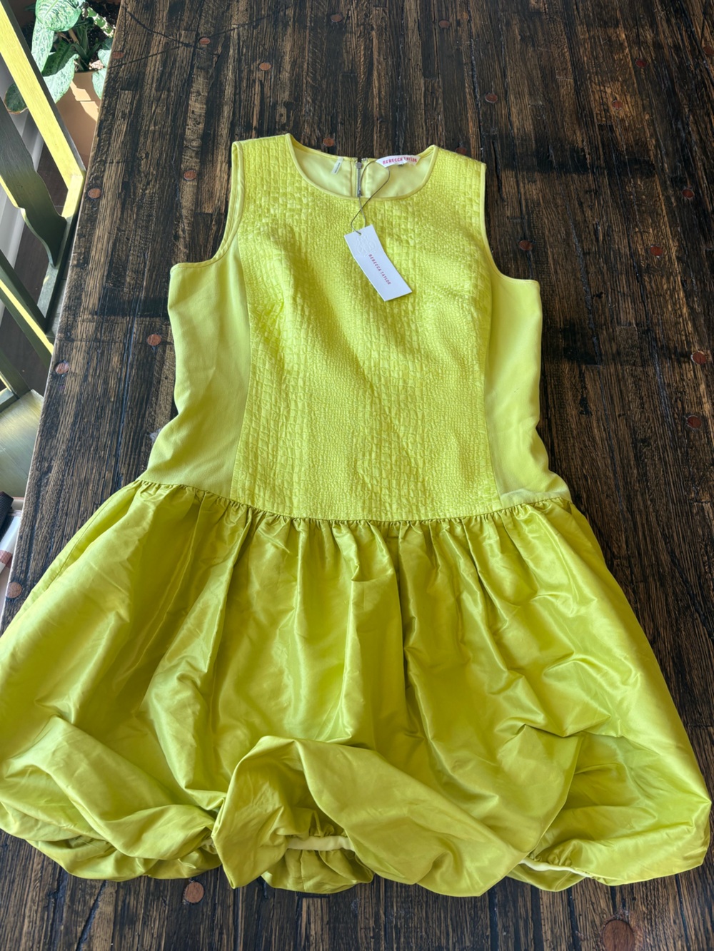 NWT Rebecca Taylor Yellow Sleeveless Bubble Hem Dress